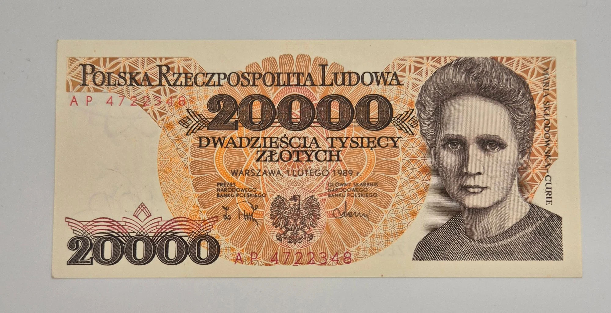 20 000 złotych 1989 (Maria Skłodowska-Curie)