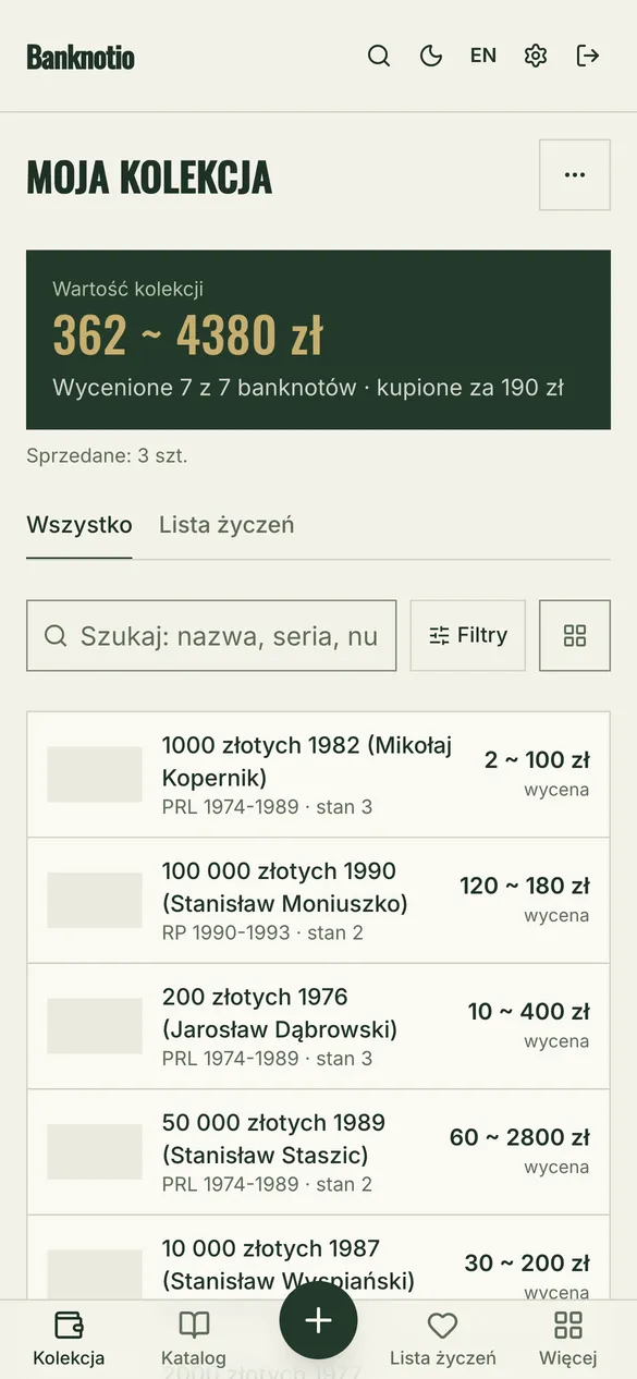 Wartość całej kolekcji w jednym miejscu