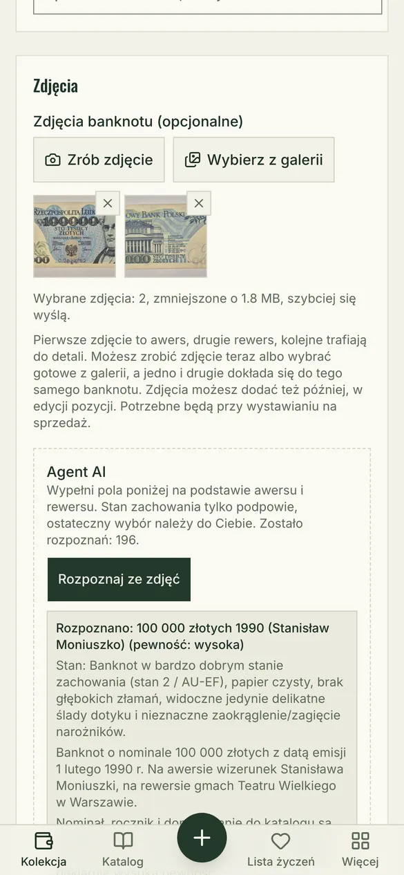 AI rozpoznaje banknot ze zdjęcia