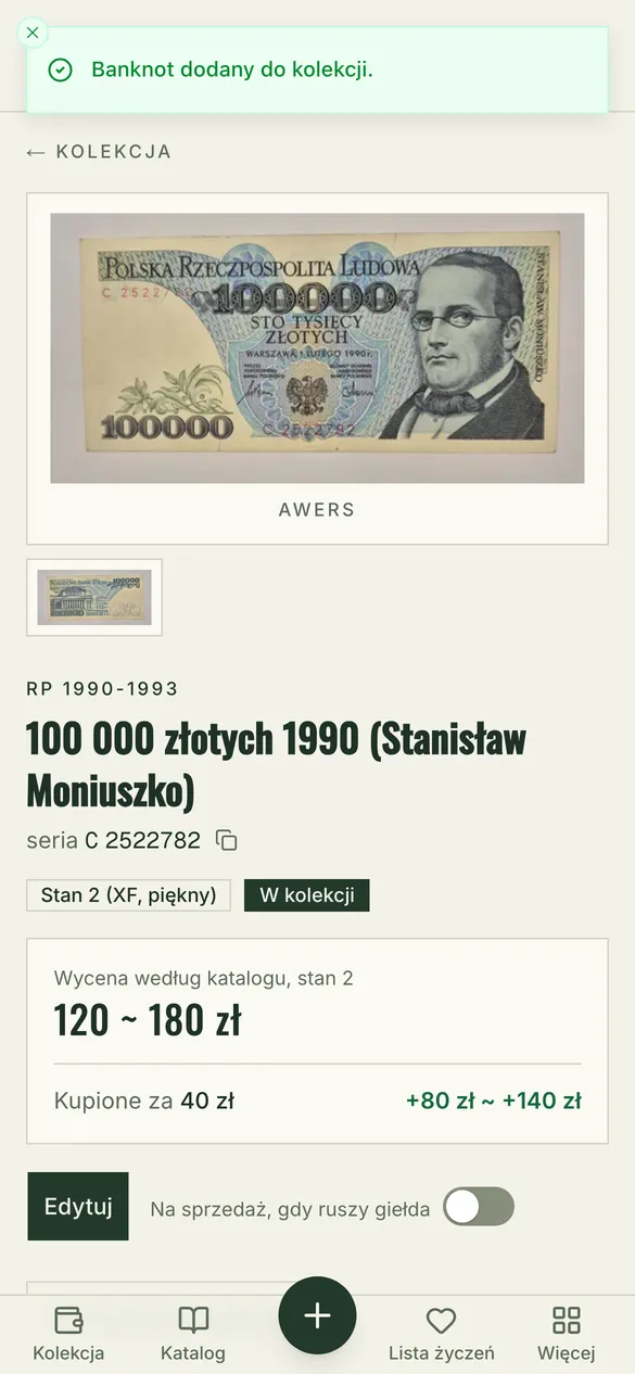 Każdy egzemplarz ze zdjęciem i wyceną