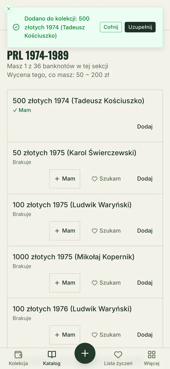 Zaznacz w katalogu, co masz